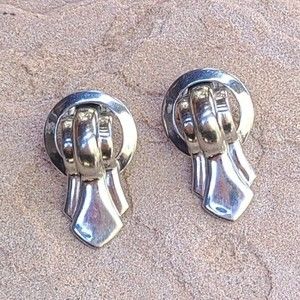 Vintage Patent 1967965 Eugene Morehouse Sterling Silver Art Deco ClipOn Earrings